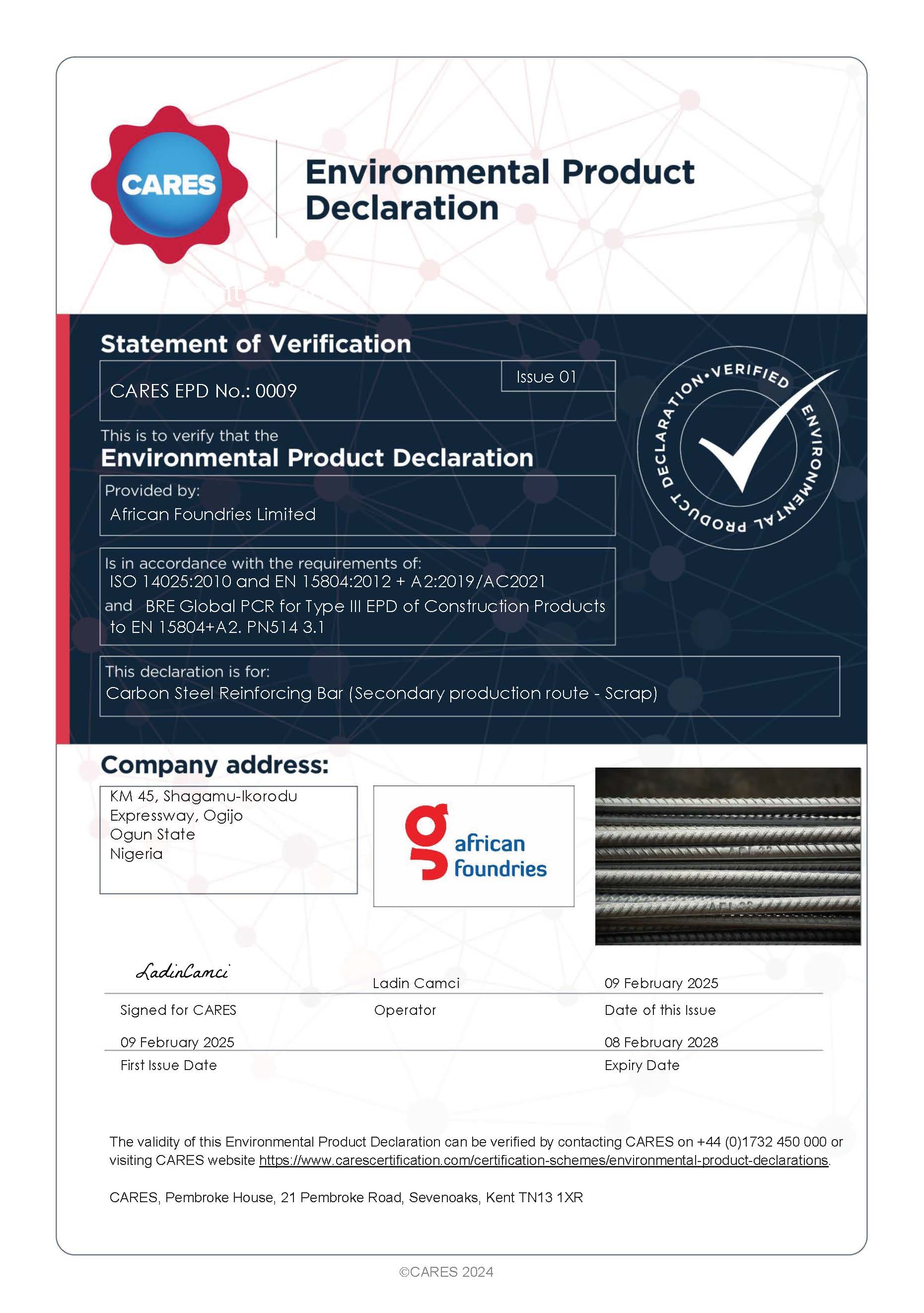 African Foundries Limited EPD